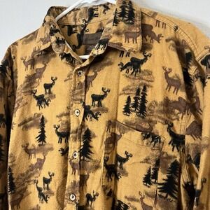 Marino Bay Vintage Moose Deer Western Outdoor Button Up Long Sleeve